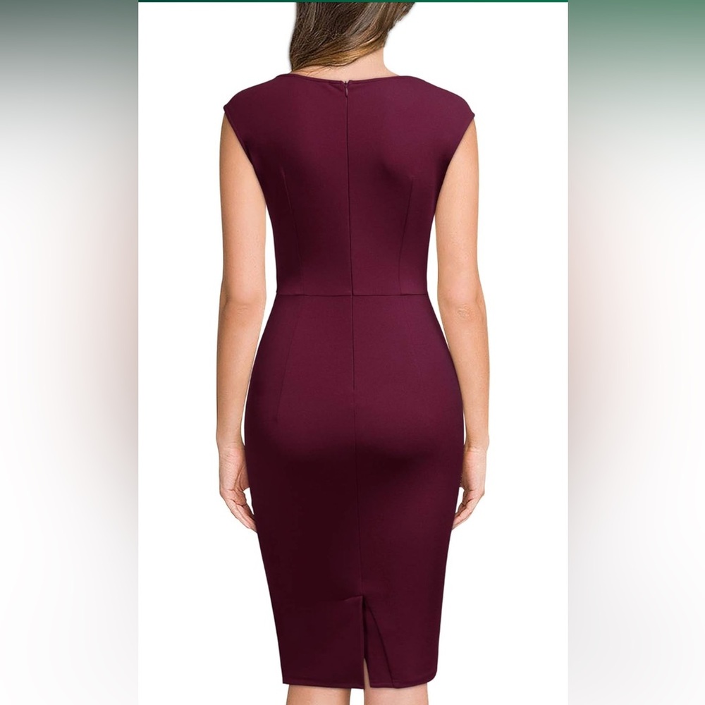 Burgundy Sleeveless Dress - Medium - Picture 4 of 7